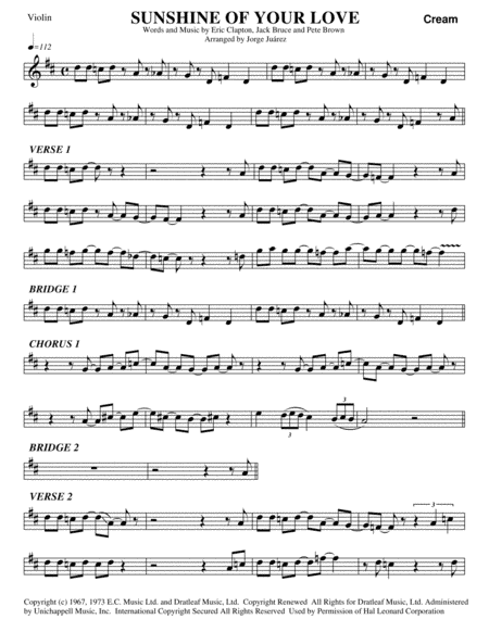 Sunshine Of Your Love (arr. Jorge Juárez)