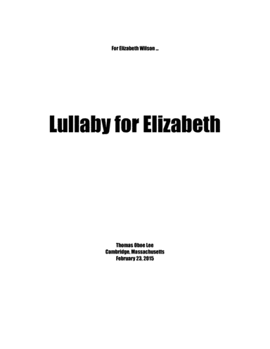 Lullaby for Elizabeth (2015) for solo piano