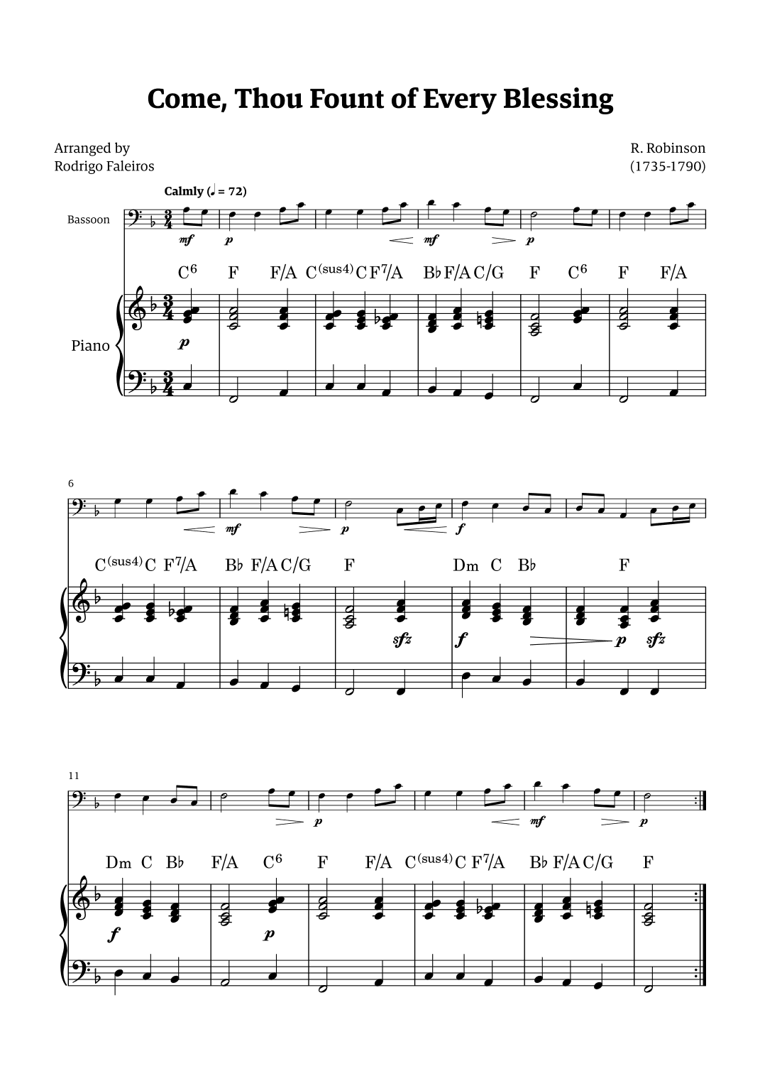 Come Thou Fount of Every Blessing (arr. Rodrigo Faleiros)