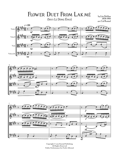 Flower Duet from Lakmé (Sous Le Dôme Épais) - for String Quartet (arr. Cal Rustad)