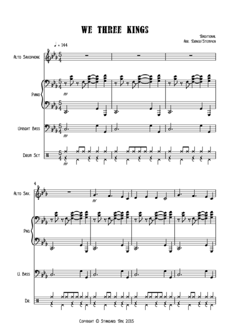 We Three Kings for Jazz Combo (Alto Sax, Piano, Bass, Drums) (arr. Debra E. Stempien, Gregory H. Turner)