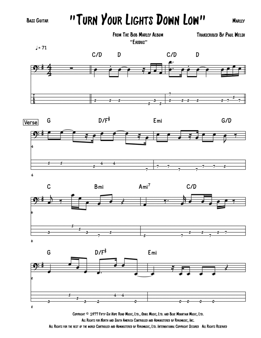 Turn Your Lights Down Low (arr. Accubass)