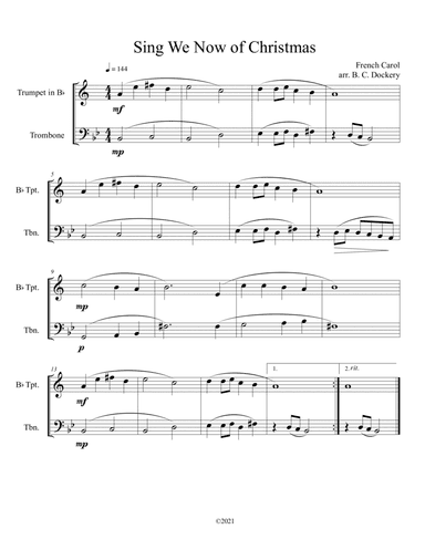 Sing We Now of Christmas (Trumpet and Trombone Duet) (arr. B. C. Dockery)