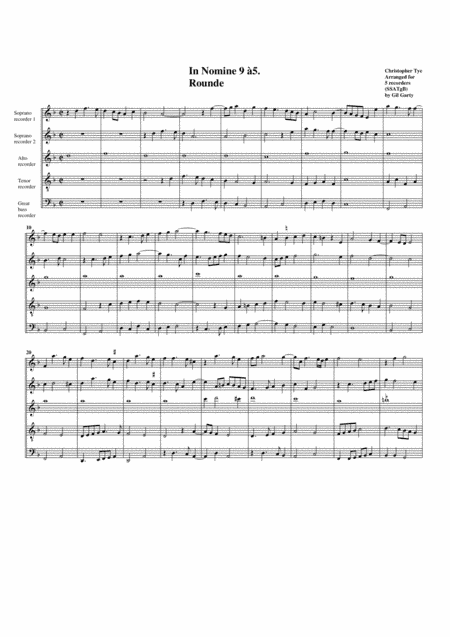 In Nomine no.9 a5 (arrangement for 5 recorders) (arr. Gil Garty)