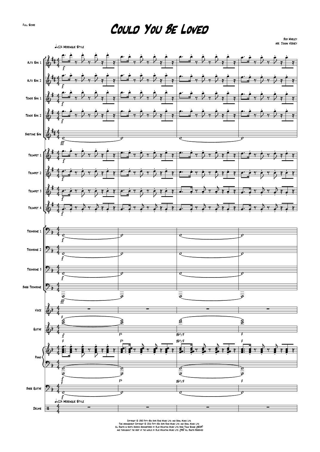 Could You Be Loved (arr. Johan Verhey)