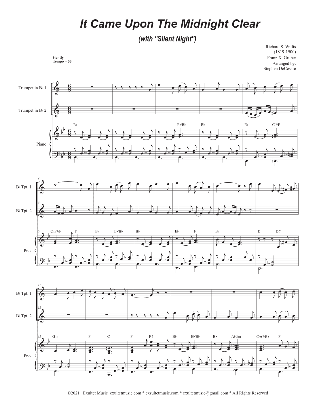 It Came Upon The Midnight Clear (with "Silent Night") (Duet for Bb-Trumpet) (arr. Stephen DeCesare)