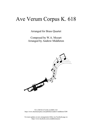 Ave Verum Corpus K. 618 arranged for Brass Quartet (arr. Andrew Middleton)
