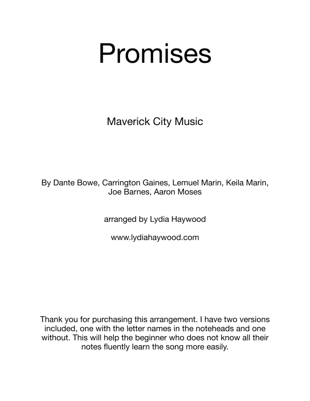 Promises (arr. Lydia Haywood)