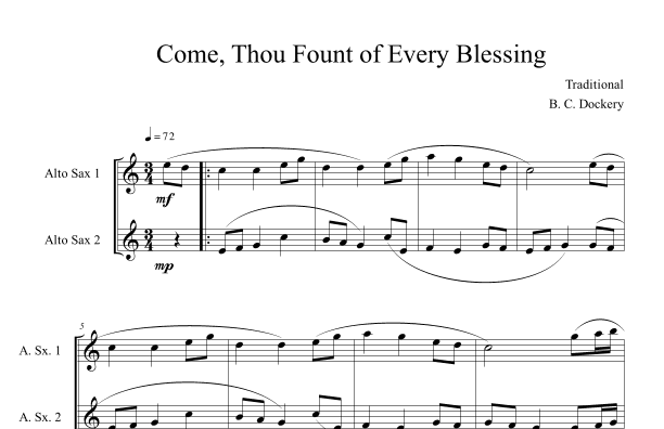 Come, Thou Fount of Every Blessing (Alto Sax Duet) (arr. B. C. Dockery)