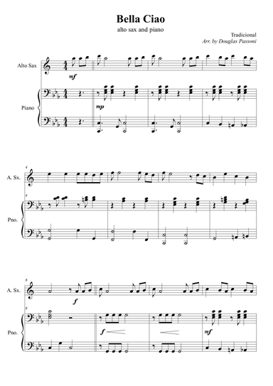 Bella Ciao (alto sax and piano) (arr. Douglas Passoni)