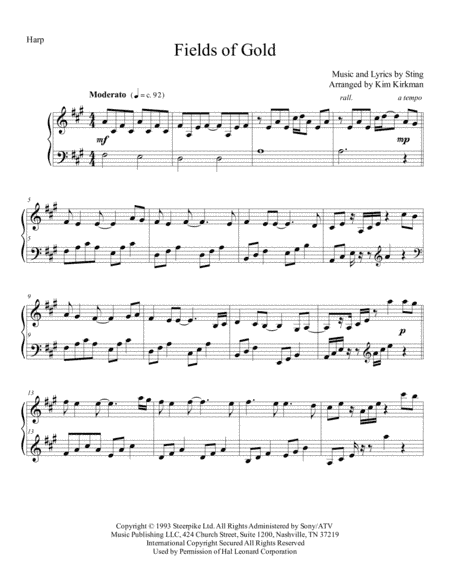 Fields Of Gold (arr. Kim Kirkman)