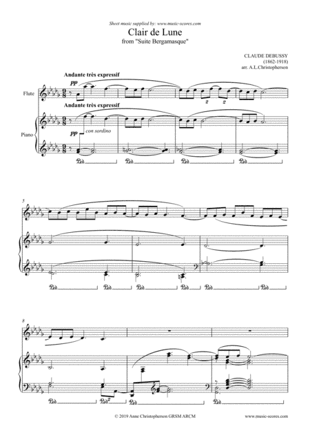 Clair de Lune - Flute and Piano (arr. Anne L Christopherson GRSM ARCM)