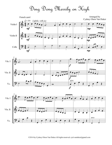 Ding Dong Merrily on High 2V 1Cello (arr. Cydney Olson Van Duker)