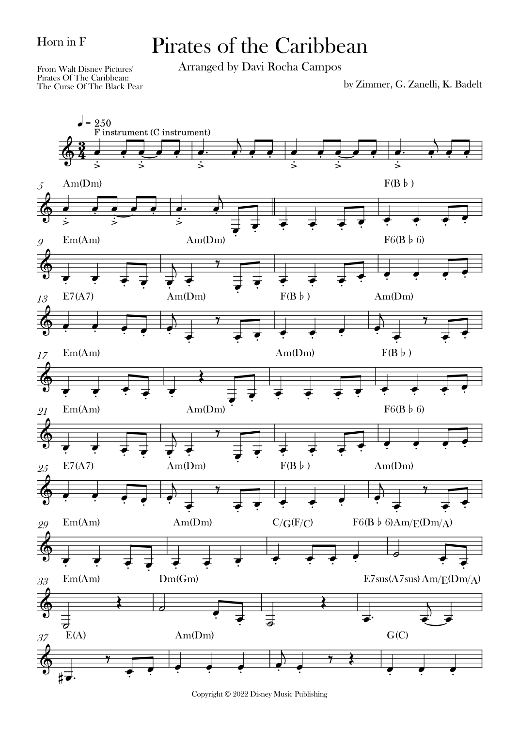 Pirates Of The Caribbean (arr. Davi Rocha Campos)