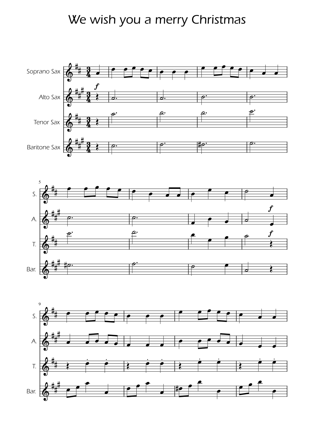 We Wish You a Merry Christmas - Sax Quartet (arr. Ygor Nunes)