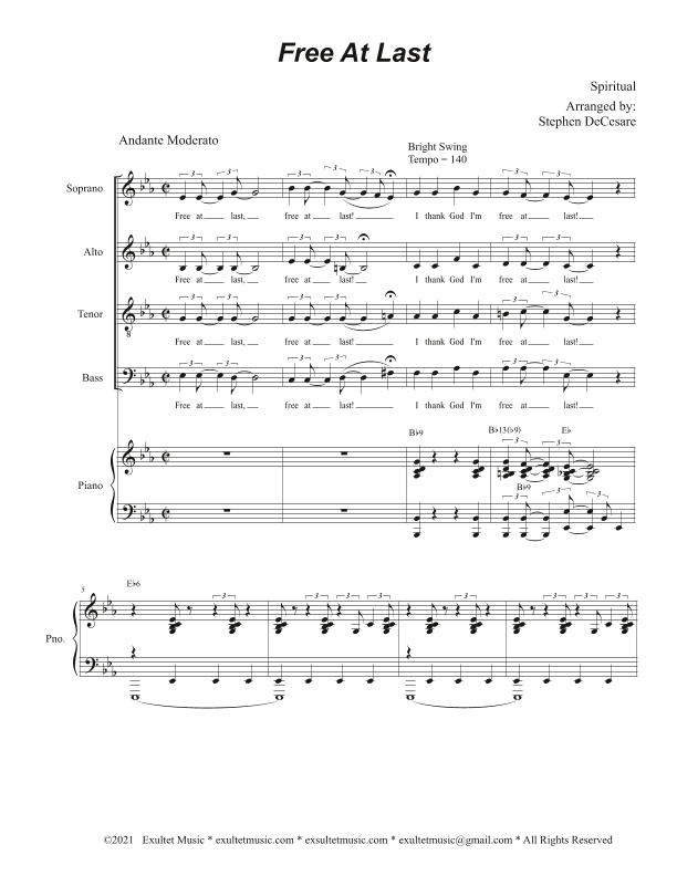 Free At Last (Vocal Quartet - (SATB) (arr. Stephen DeCesare)