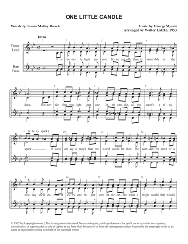 One Little Candle (arr. Walter Latzko)