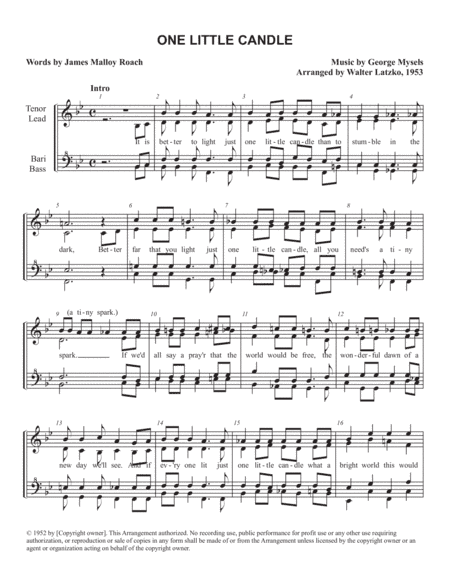 One Little Candle (arr. Walter Latzko)