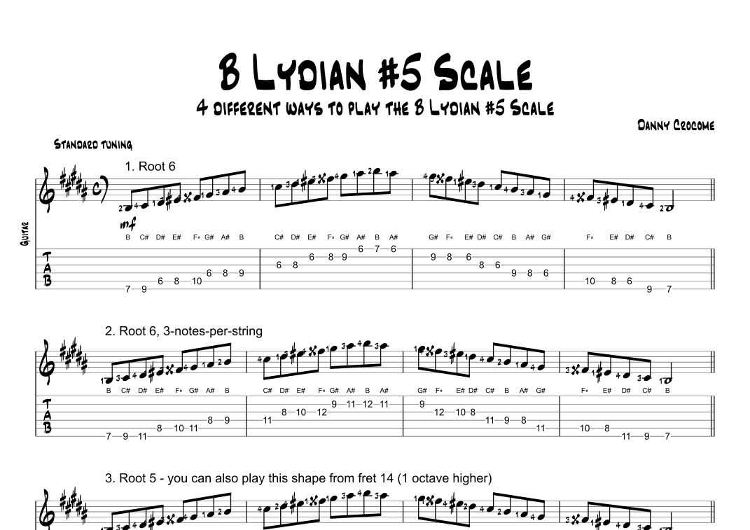 B Lydian #5 Scale (4 Ways to Play)