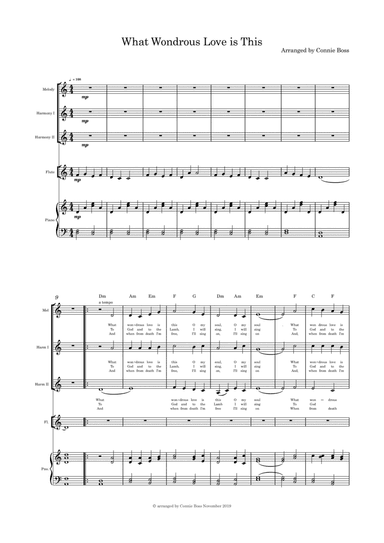 What Wondrous Love is This - original lyrics - vocal trio flute and piano (arr. Connie Boss)