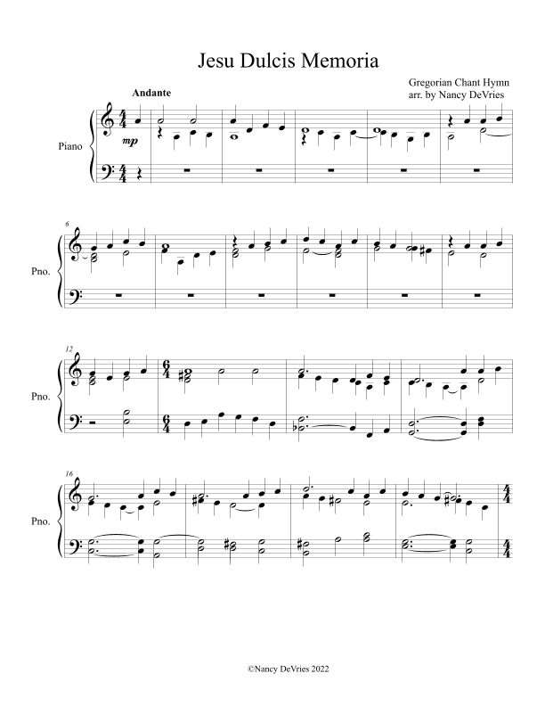 Jesu Dulcis Memoria (arr. Nancy DeVries)