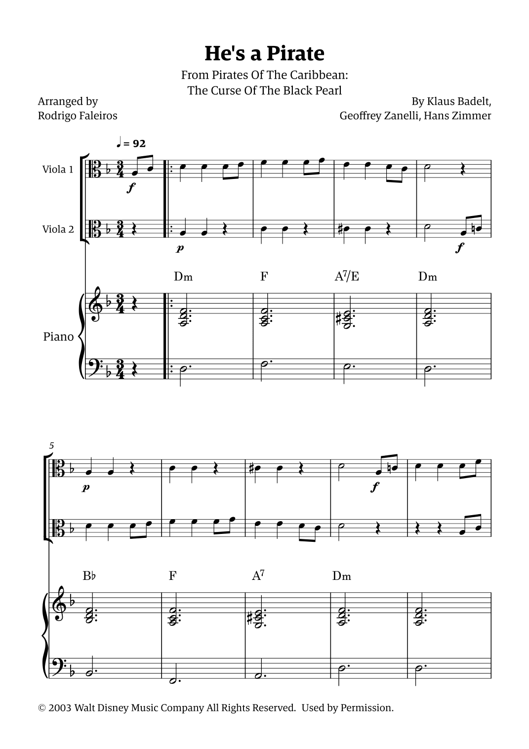 He's A Pirate (arr. Rodrigo Faleiros)