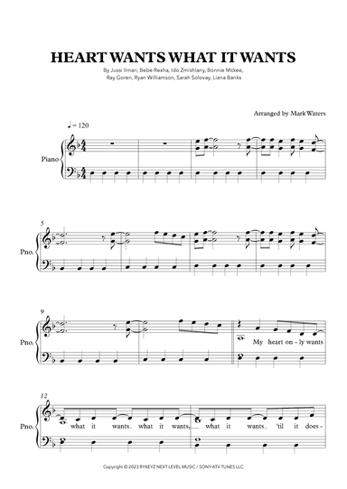 Heart Wants What It Wants (arr. Mark Waters)