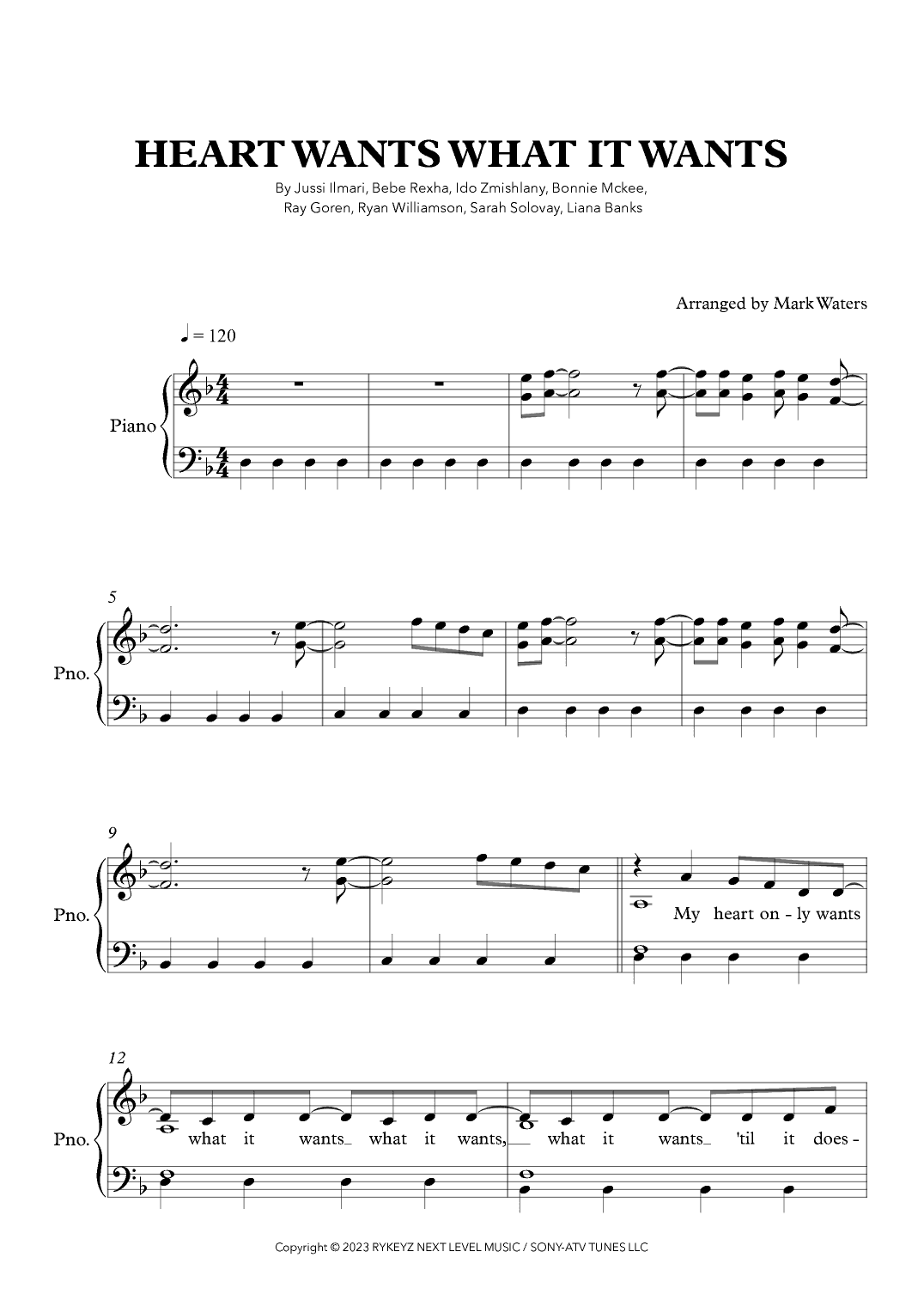 Heart Wants What It Wants (arr. Mark Waters)