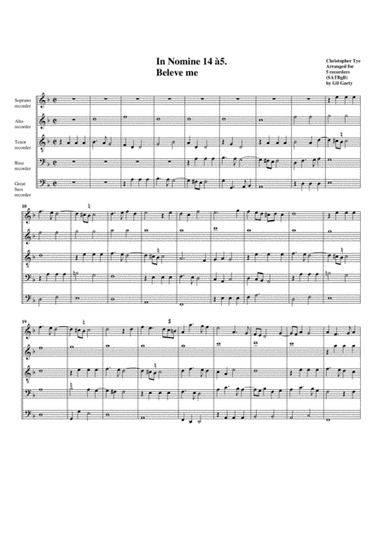 In Nomine no.14 a5 (arrangement for 5 recorders) (arr. Gil Garty)