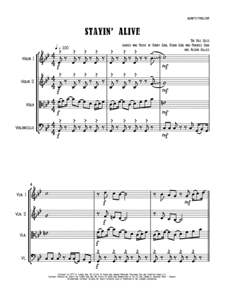 Stayin' Alive  from the Motion Picture SATURDAY NIGHT FEVER (arr. Alison Gillies)