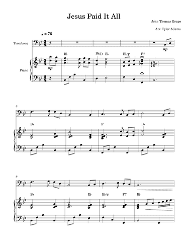Jesus Paid It All (arr. Tyler Adams)