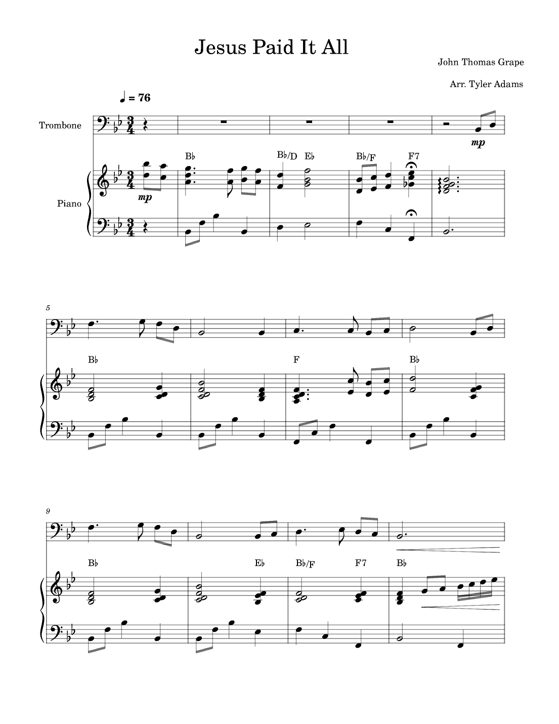 Jesus Paid It All (arr. Tyler Adams)