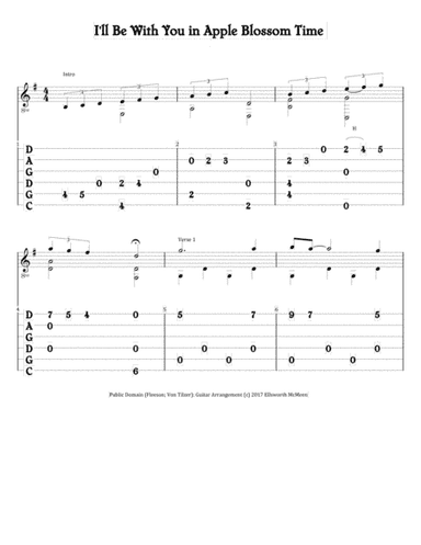 I'll Be with You in Apple Blossom Time (For Fingerstyle Guitar Tuned CGDGAD) (arr. Ellsworth McMeen)