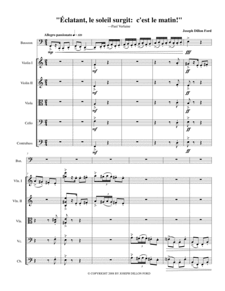 Eclatant, le soleil surgit: c'est le matin! - for bassoon and strings