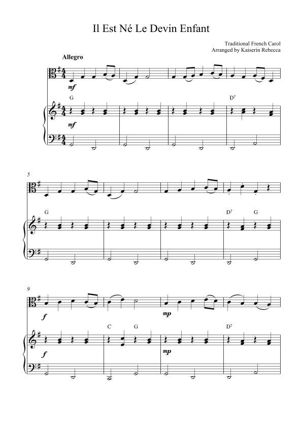Il Est Né Le Devin Enfant (arr. Kaiserin Rebecca)