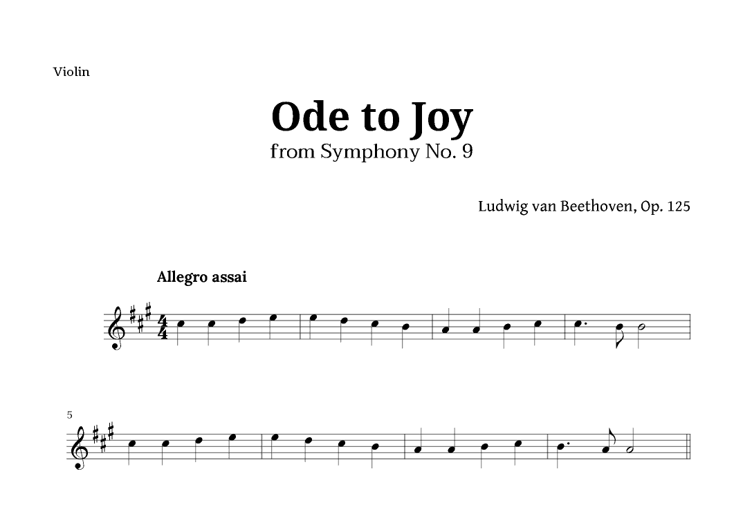 Ode to Joy by Beethoven for Violin (arr. Langanho)