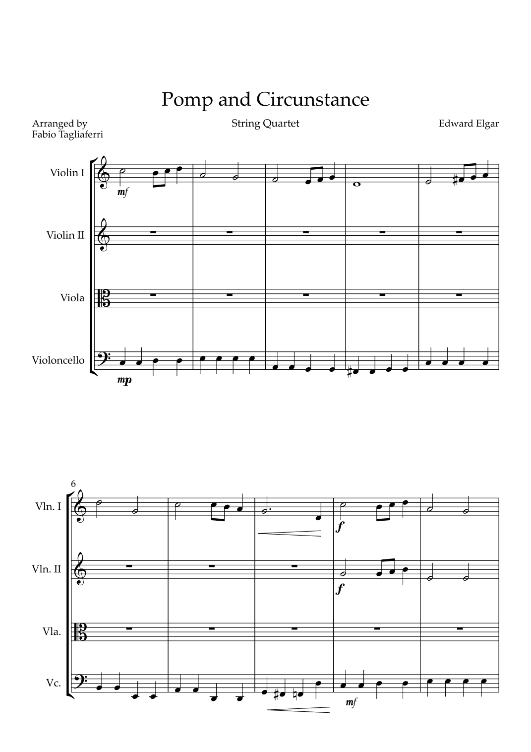 Pomp and Circunstance String Quartet (arr. Fabio Tagliaferri)