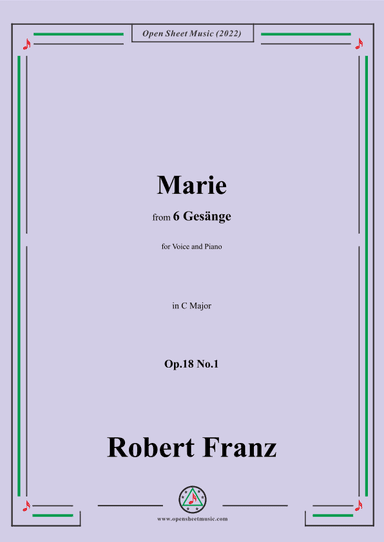 Franz-Marie,in C Major,Op.18 No.1,for Voice and Piano (arr. OSM Press)