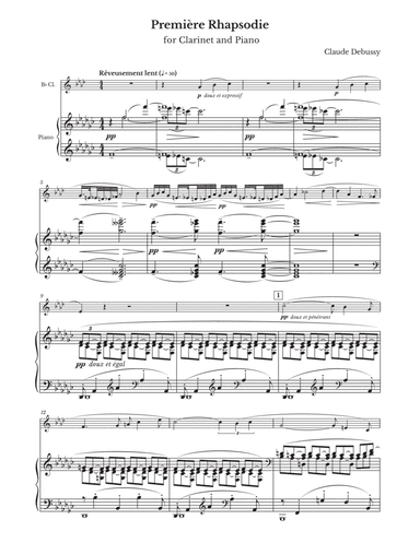 Debussy - Première rhapsodie (piano part) (arr. Ben Malkevitch)