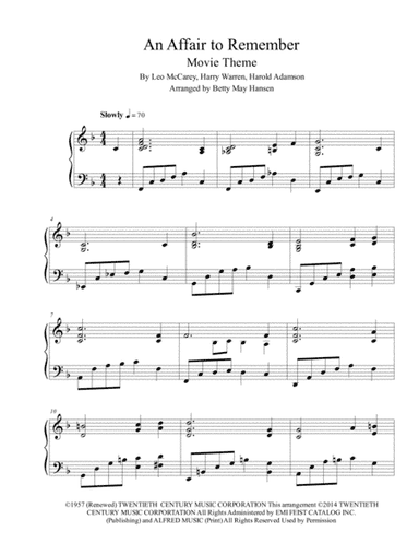 An Affair To Remember (our Love Affair) (arr. Betty May Hansen)