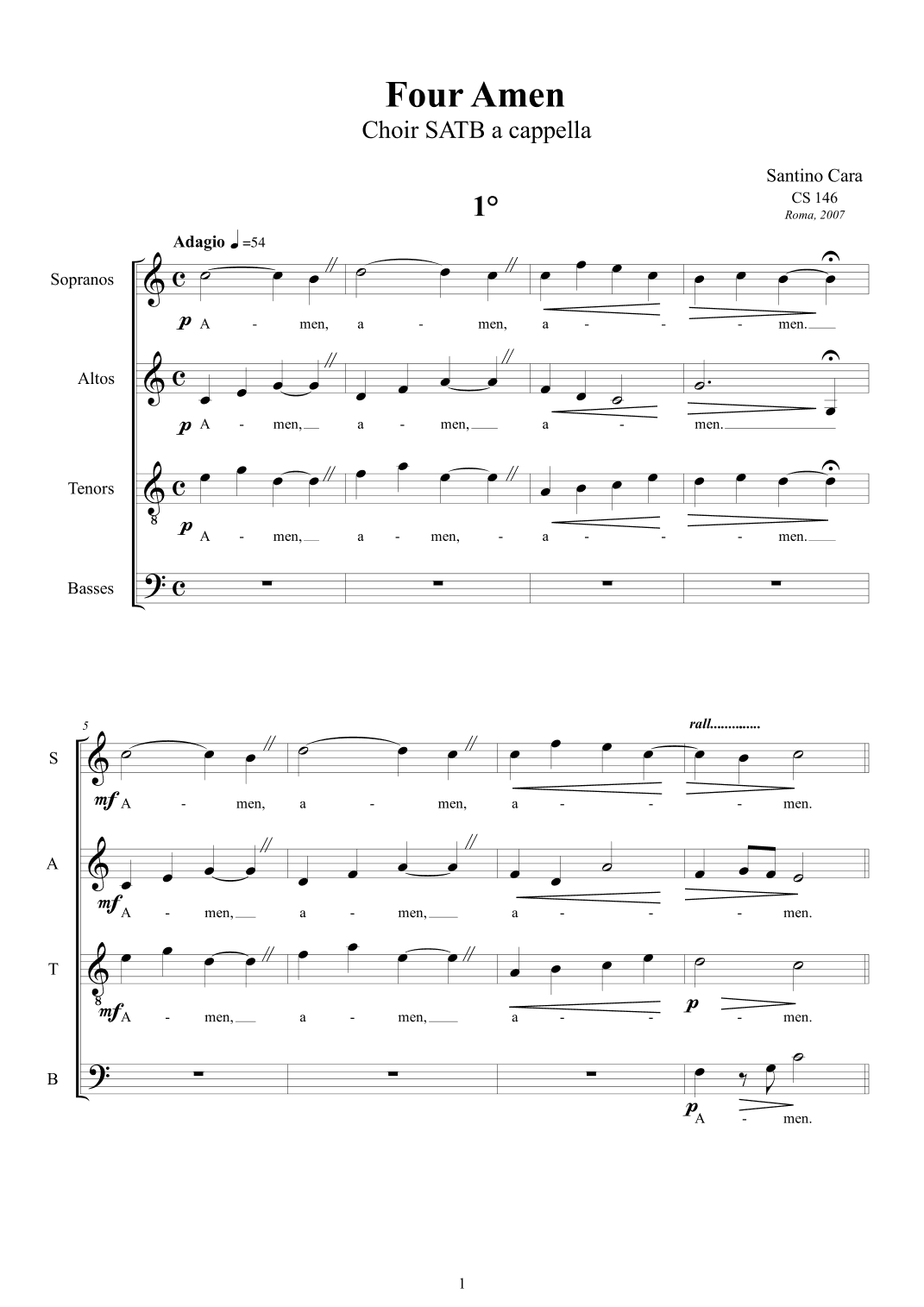 Four Amen for Choir SATB a cappella