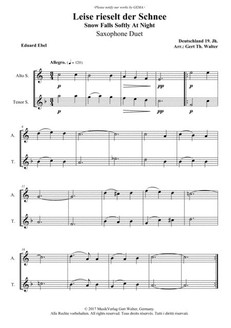 Snow Falls Softly At Night (arr. Gert Th. Walter)
