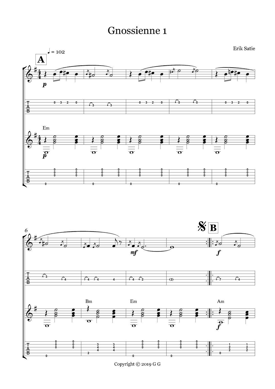 Gnossienne 1 (arr. Gio G)