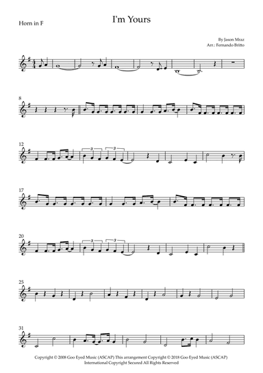 I'm Yours (arr. Fernando Britto)