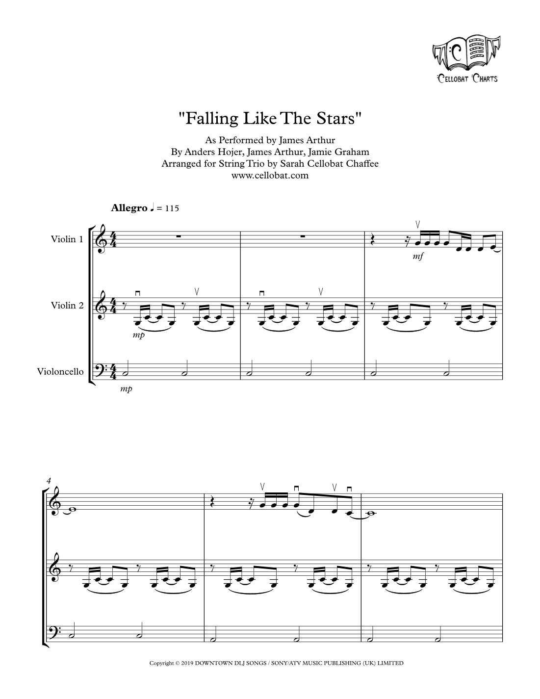 Falling Like The Stars (arr. Sarah Cellobat Chaffee)