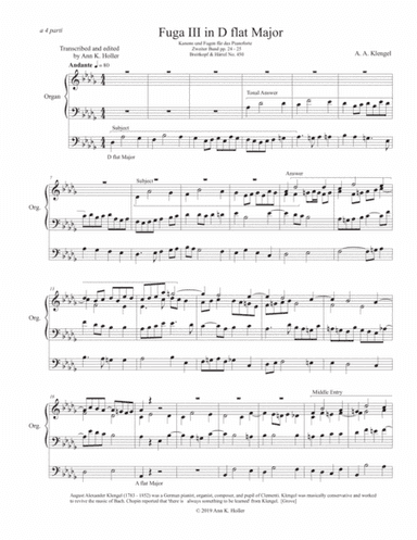 Fugue III in D flat Major for organ (arr. Ann K. Holler)