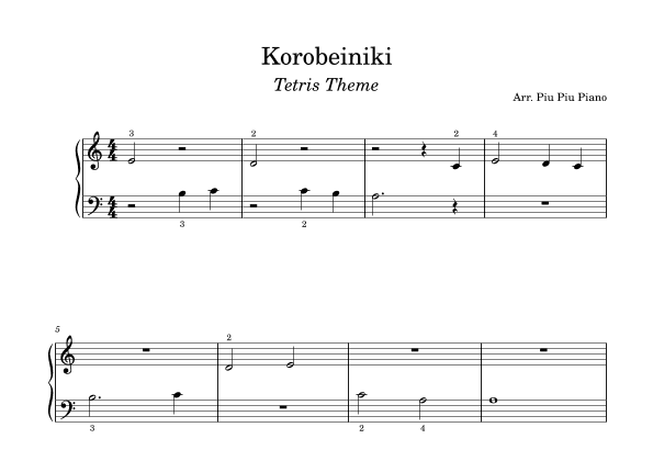 Korobeiniki: Tetris Theme (arr. Piu Piu Piano)