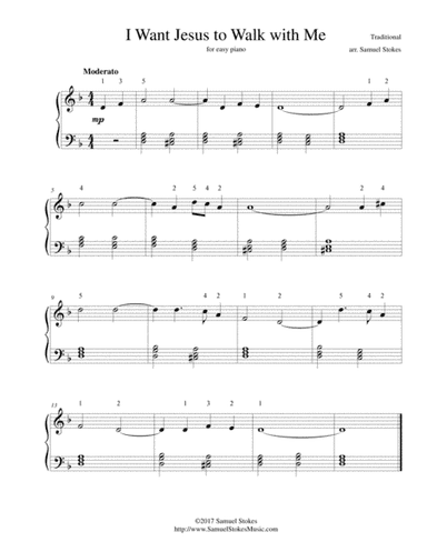 I Want Jesus to Walk with Me - for easy piano (arr. Samuel Stokes)