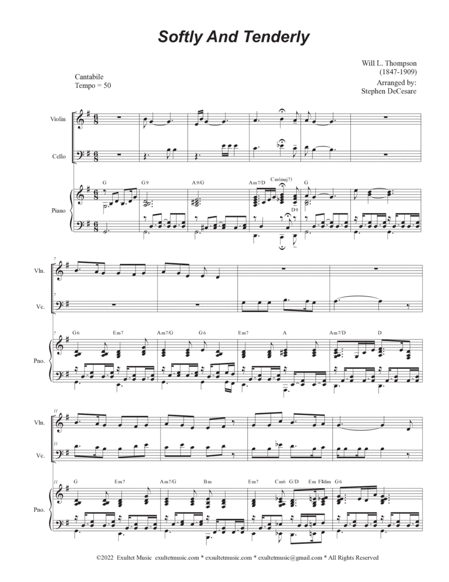 Softly And Tenderly (Duet for Violin and Cello) (arr. Stephen DeCesare)