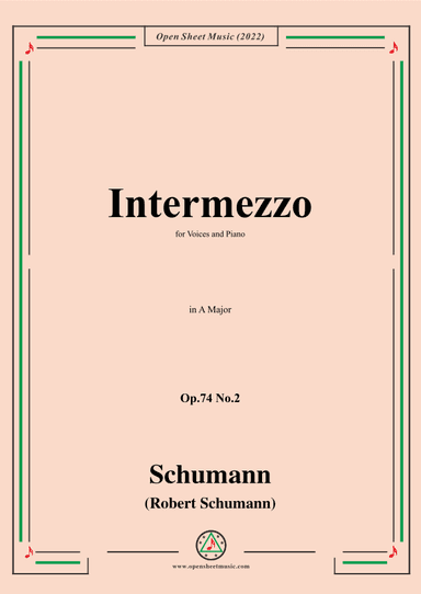 Schumann-Intermezzo,Op.74 No.2,in A Major (arr. OSM Press)